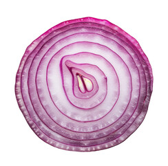 Slice of red onion isolated on transparent background