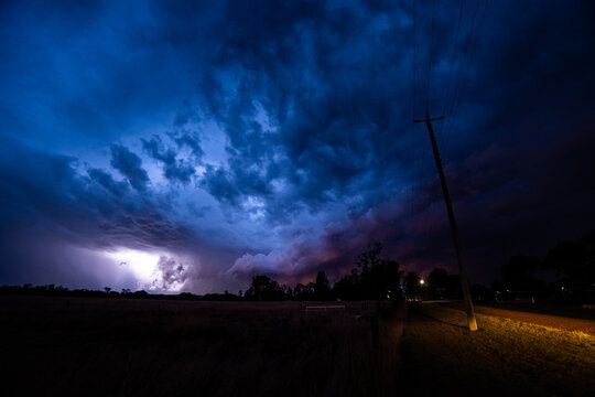 Dramatic Summer storm clouds and lightening