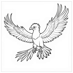 Obraz premium AI generative. Archaeopteryx outline drawing for kids coloring book collection black on white background. Isolated dinosaurus family. Set 1