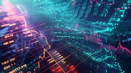 Obraz premium Futurescape Trading: 3D Digital Art of Mantex Aktie Soaring on a Dynamic Stock Market Graph within Digital Landscapes