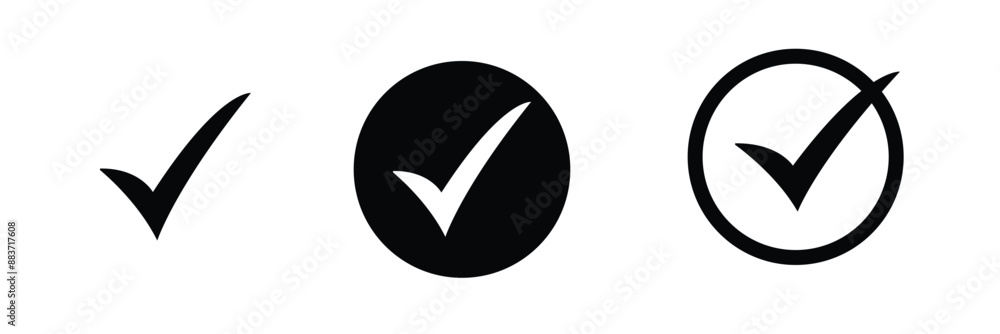 Aufkleber check mark icon, symbol vector. tick mark with checkbox icon. black checkmark sign for app, ui, webs
