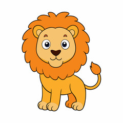 Lion Cartoon Icon Vector Art Illustration
