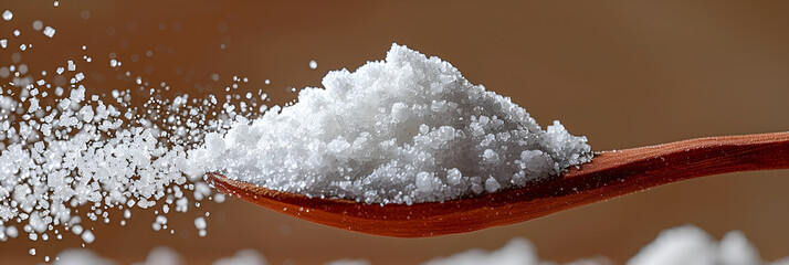 Sensory Marvel Realistic and Visually Striking Image,
Sea salt in a bowl and spoon with rolling pin

