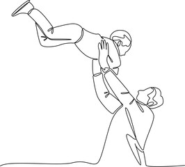 Father and son one line art illustration