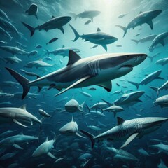 Obraz premium sharks in the sea