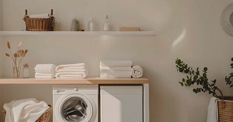 Bright and Airy Laundry Room with Natural Light and Greenery
