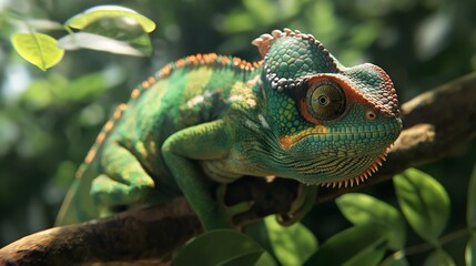 Fototapeta premium Chameleon created with Generative AI Technology, ai, generative