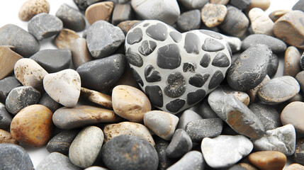 stones on the beach,
Heap of Pebbles or Sea Stones Isolated. Basalt Pieces Top View
