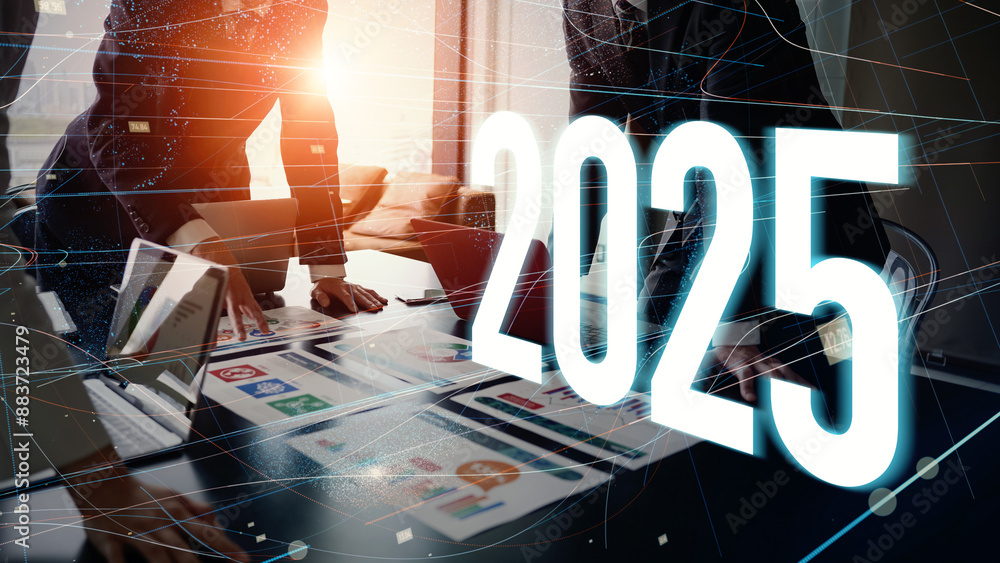 Aufkleber ビジネスとネットワーク　2025年新年イメージ　ビジネス向け年賀状素材