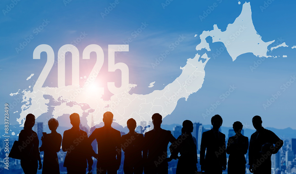 Poster 日本と多国籍の人々　2025年新年イメージ　ビジネス向け年賀状素材