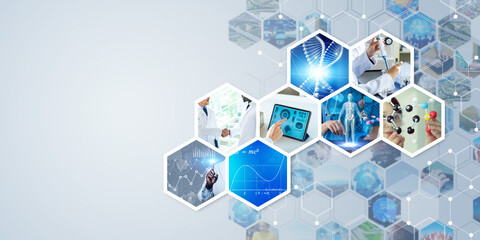 Medical Science Technology concept. Wide angle visual for banners or advertisements.