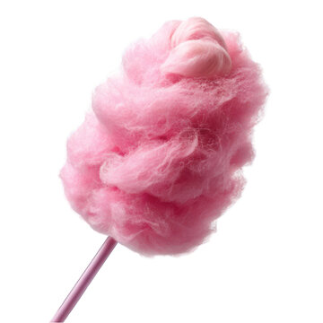 Pink candy floss stick isolated on transparent background