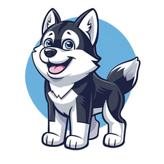 Cute cartoon husky dog illustration on a transparent background.