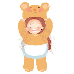 little girl with teddy bear