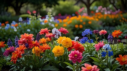 The vibrant flower blossoms in nature tranquil garden