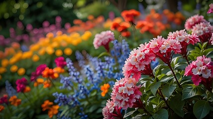 The vibrant flower blossoms in nature tranquil garden