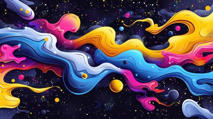 Abstract Space with Swirling Colors and Stars