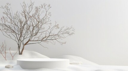 Fototapeta premium abstract minimal geometric forms, white podium for product presentation