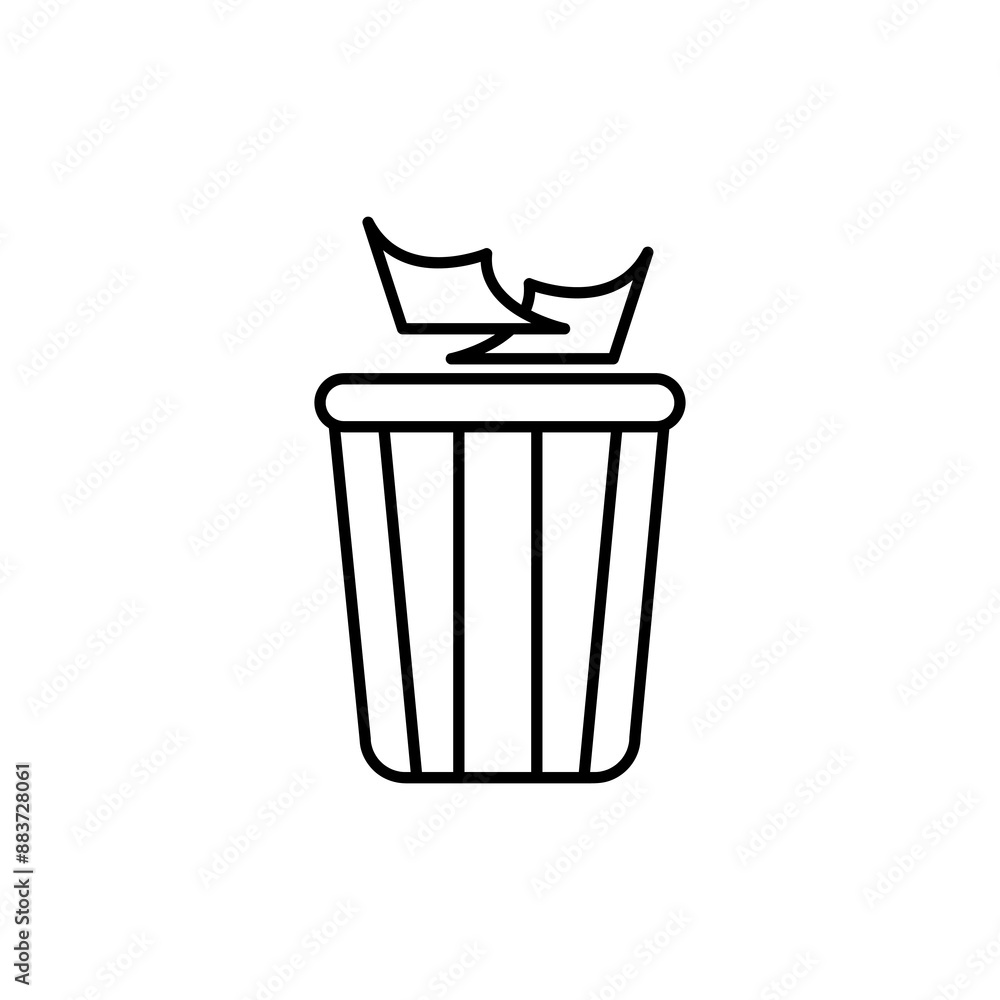 Poster trash can with paper vector icon. simpel flat black trendy style illustration for web and app on whi