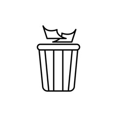 Trash can with paper vector icon. simpel flat black trendy style illustration for web and app on white background..eps