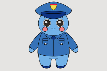Cartoon Police Officer Full Body Vector Art Illustration