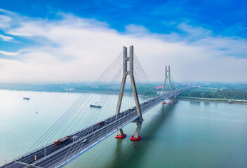 Aerial Scenery of Runyang Bridge in Jiangsu Province, China