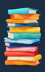 A stack of colorful books with the top book being red