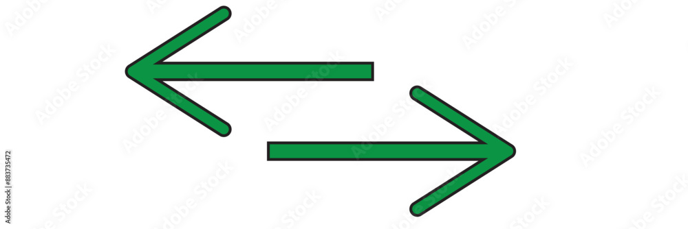 Poster green long arrow icon. straight long arrow icon, green cursor, horizontal element, thick pointer vec