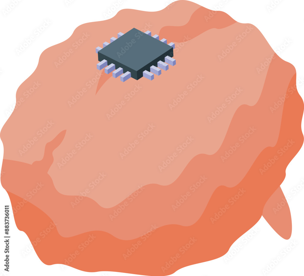 Poster this illustration represents the concept of artificial intelligence, with a microchip replacing part