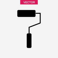 Paint roller icon.vector flat black simple illustration on white background..eps