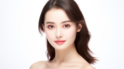 Naklejka premium Portrait of cute japan women spa healthy skin, isolated on white background .generative ai