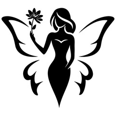 Butterfly woman silhouette vector illustration set featuring elegant fairy designs. Perfect for mystical and fantasy-themed design projects