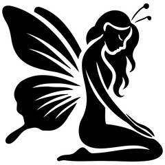 Butterfly woman silhouette vector illustration set featuring elegant fairy designs. Perfect for mystical and fantasy-themed design projects