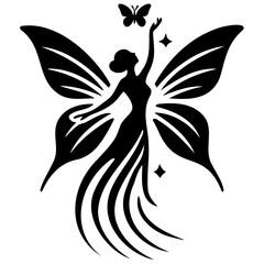 Butterfly woman silhouette vector illustration set featuring elegant fairy designs. Perfect for mystical and fantasy-themed design projects