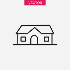 Cottage house building vector icon. Suburban house vector linear illustration on white background..eps