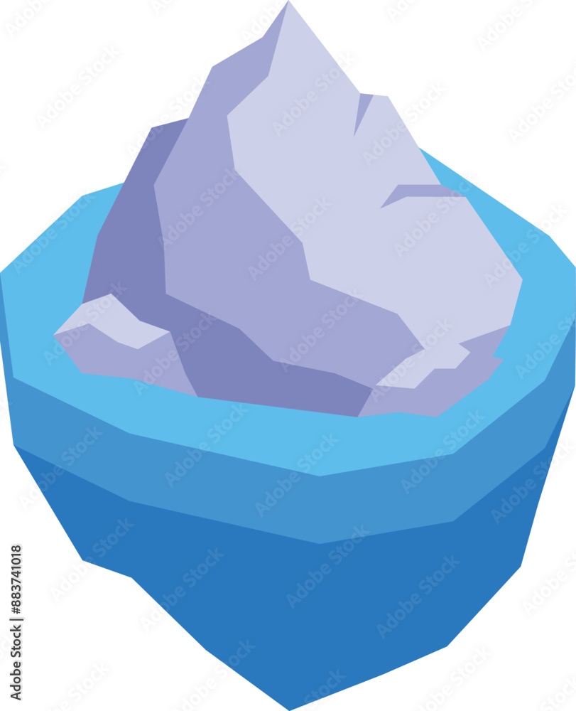 Aufkleber geometric iceberg floating in blue water with only the tip visible