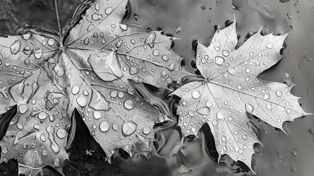 The leaves seem to be holding onto the rain refusing to let it go. Black and white art