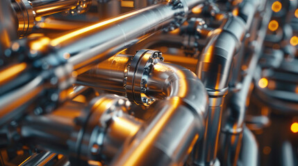 Naklejka premium Network of Oil and Gas Pipelines at Refinery Facilities
