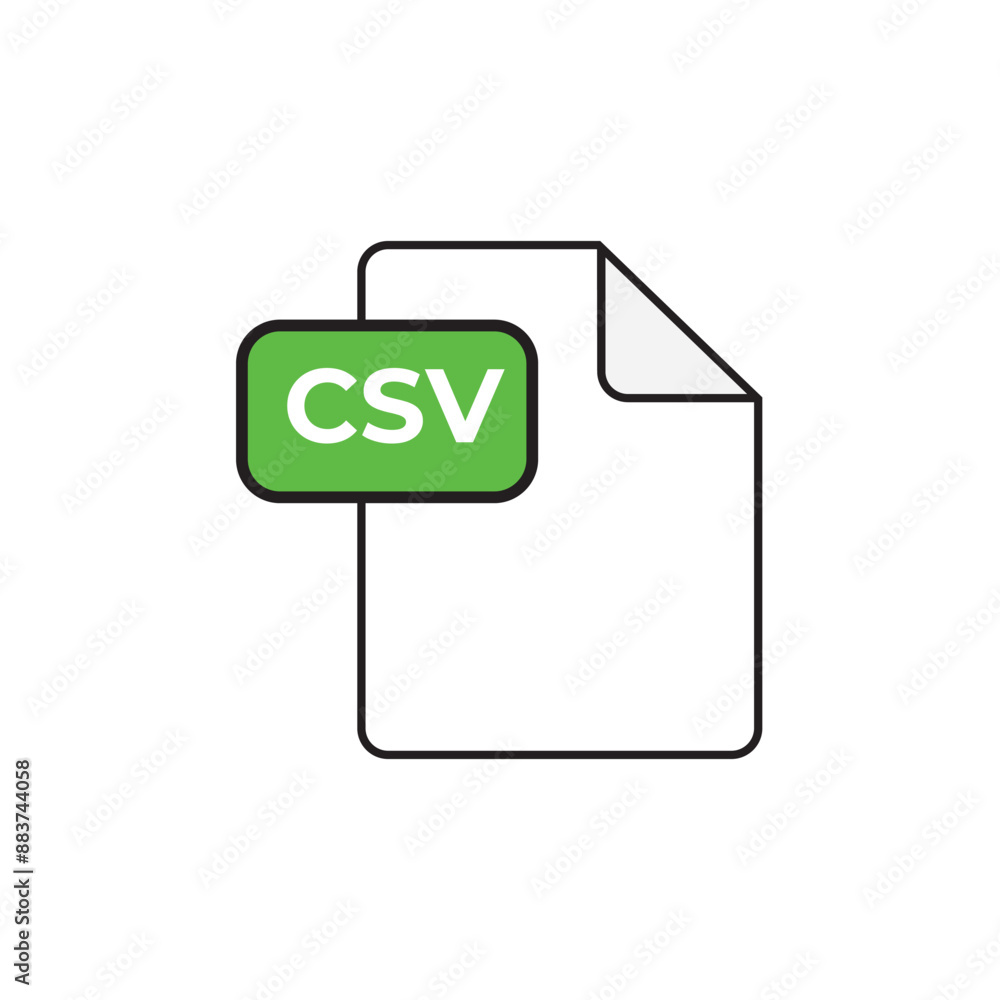 Fototapete filename extension icon csv comma-separated values in flat style. quick and easy recolorable shape. 