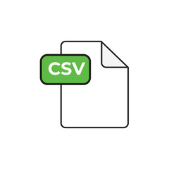 Filename extension icon CSV Comma-Separated Values in flat style. Quick and easy recolorable shape. Vector illustration a graphic element.