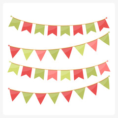 Obraz premium Red and green bunting flags