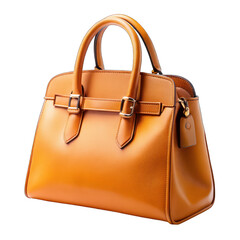 Saffron blank leather handbag mockup isolated on transparent background