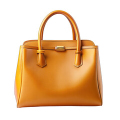 Saffron blank leather handbag mockup isolated on transparent background
