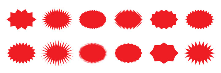 Red retro stars, sunburst. Red beams firework. Design elements. Best for sale sticker, price tag, quality mark. Vector illustration. eps 10