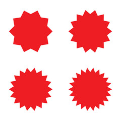 Starburst red sticker set - collection of special offer sale round starburst labels and buttons isolated on white background. EPS 10.