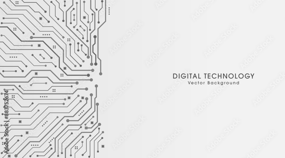 Aufkleber Digital technology circuit board. Digital technology futuristic white background. Technology concept. Vector illustration design for concept background and wallpaper.