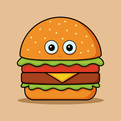 Cartoon Hamburger Vector Art Illustration
