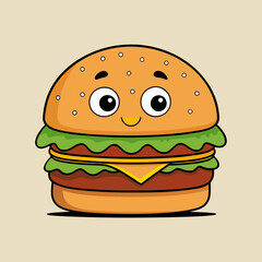 Cartoon Hamburger Vector Art Illustration