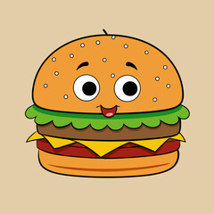 Cartoon Hamburger Vector Art Illustration