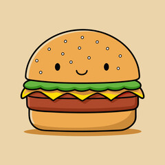 Cartoon Hamburger Vector Art Illustration